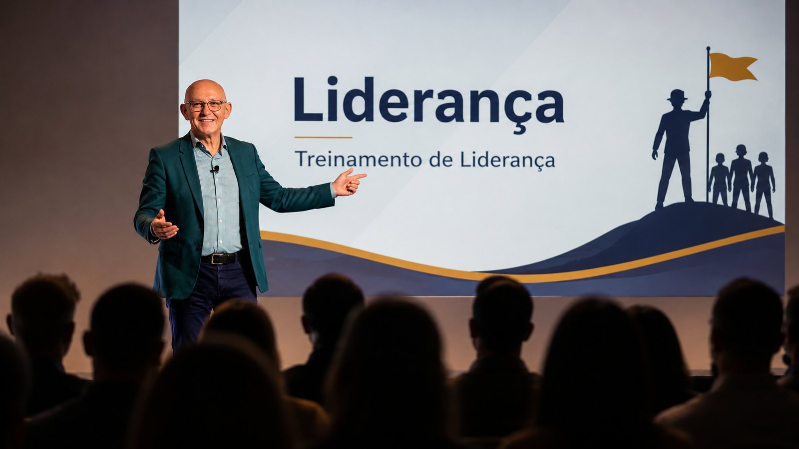 Astênio Araújo conduzindo um treinamento de liderança diante da plateia